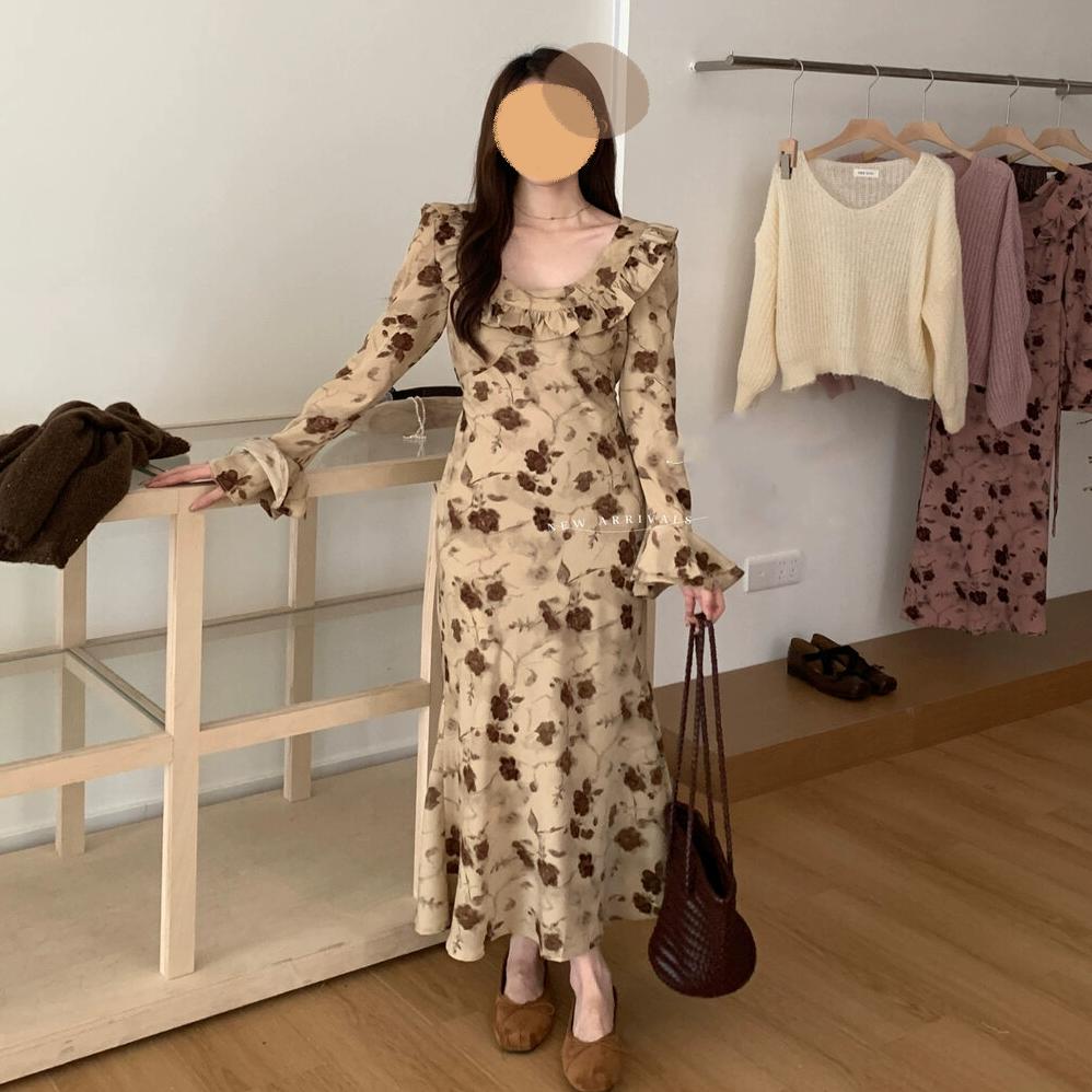 B1黑色金丝绒连衣裙女长袖2024秋季法式名媛高端精致收腰气质长_小懒猫美衣6号店_女装/女士精品-第4张图片-提都小院