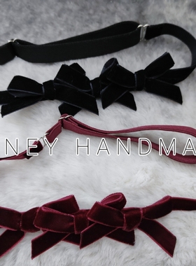 圣诞节萝莉红丝绒蝴蝶结复古choker可爱气质女短款项圈约会锁骨链