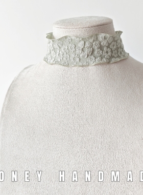 宽边浮雕花朵个性颈饰荷叶边颈链遮颈纹脖圈遮疤脖子饰品简约项圈