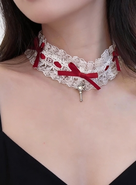 洛丽塔女仆风puppy蝴蝶结爱心choker少女jk绑带约会蕾丝脖带
