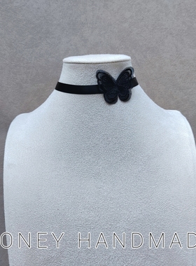 黑色蕾丝蝴蝶颈圈性感秋冬季新款锁骨链温柔古风女性脖子饰品项链