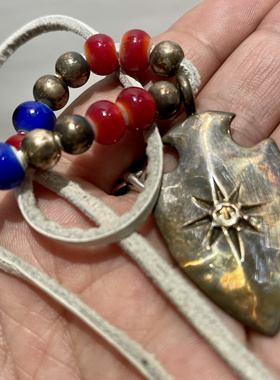 现货925纯银复古琉璃珠箭头标纯银项链