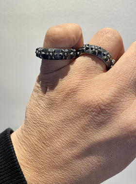 现货潮酷黑冰925纯银六芒星图案纯银戒指