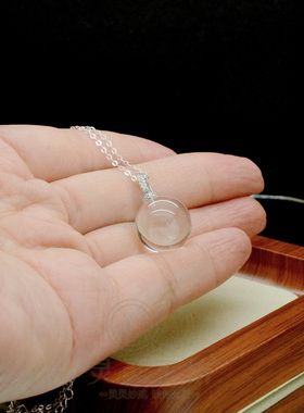 新款天然白水晶球吊坠S925纯银