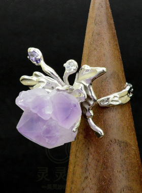 飞舞之蝶戒指S925银紫水晶原创女