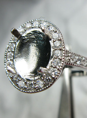 纯银祖母绿碧玺蓝宝石戒指空托