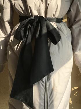 春秋系蝴蝶结女围巾天鹅绒优雅