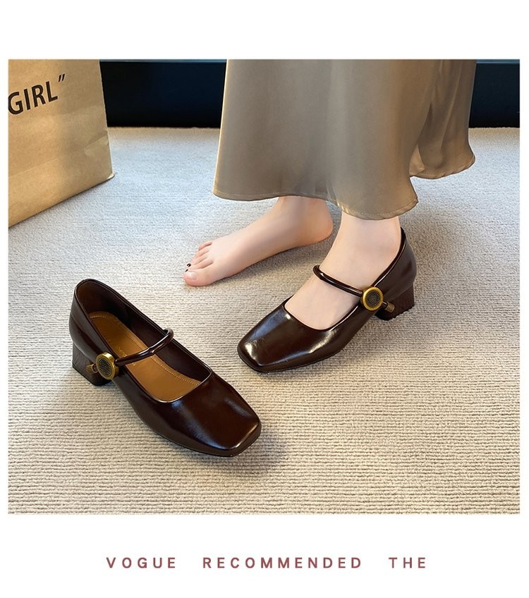 新款真皮女鞋方头粗跟玛丽珍鞋百搭爆款软底防滑时尚单鞋妈妈鞋,淘宝优惠券,粉丝福利购,淘宝优惠卷