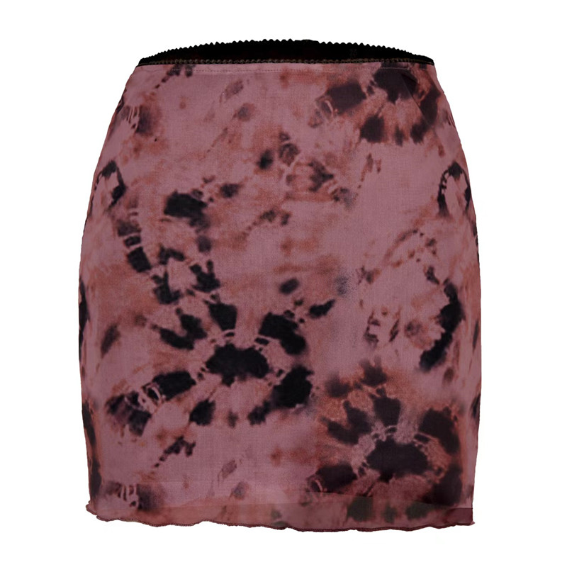 2022夏日印花网纱迷你短裙半身裙ladies printed mesh mini skirt - 图3