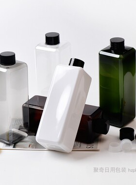 28牙口径500ml毫升方形塑料PET瓶旋盖普通盖子化妆品分装瓶乳液瓶