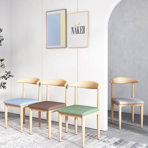 餐椅宿舍椅子学习书桌凳子家用仿实木牛角椅靠背椅现代简约餐桌椅 - 图0