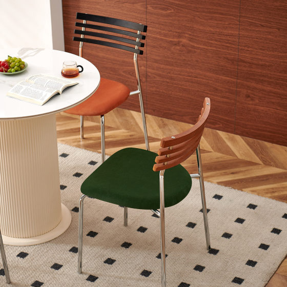Medieval style dining chair home back chair designer retro cafe solid wood chair dining table chair soft package single chair