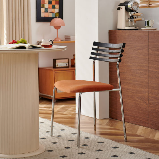 Medieval style dining chair home back chair designer retro cafe solid wood chair dining table chair soft package single chair