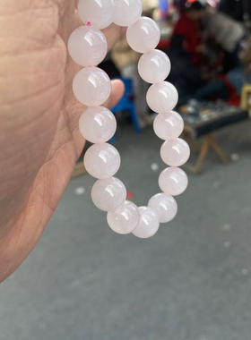和田玉藕粉圆珠卡12mm手串女款中式国风手链送女友礼物