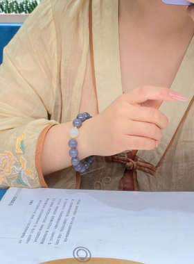 和田玉烟紫手串紫卡12m烟紫色手串细腻深烟紫单圈手串男女款礼物