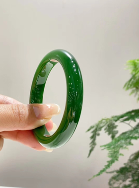 俄料碧玉手镯菠菜绿碧玉手镯传承玉镯平安手镯礼物保真无黑无裂