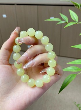 和田玉黄口单圈手串油润细腻黄口料12m手串男女款国风礼物情侣款