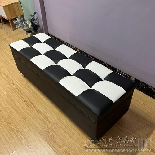 储物凳换鞋凳简约现代皮革长凳可定制尺寸结实耐用成人适用人造板 - 图1