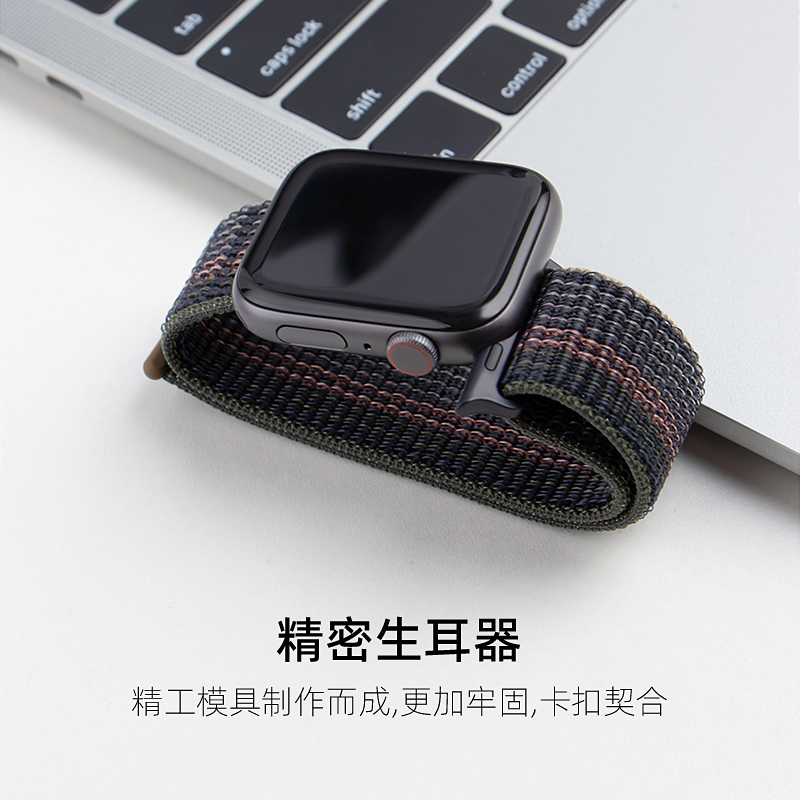 适用苹果iwatchS9se回环表带秋冬AppleWatch7尼龙编织魔术贴s8654 - 图2