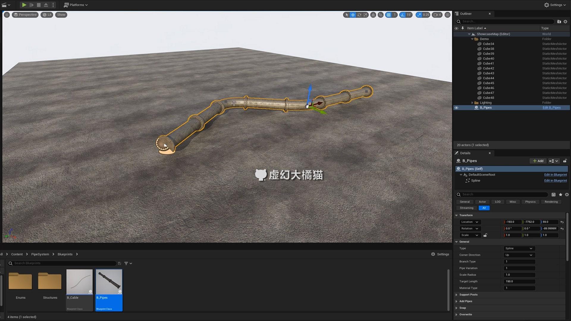 UE4虚幻5 Pipe System Pack 样条线管道系统蓝图下水道气管阀门弯 - 图1