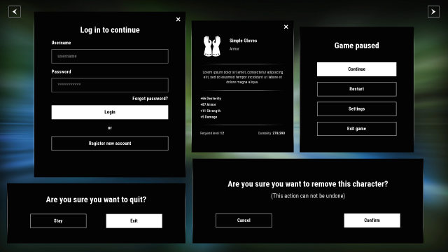 Unreal 5UE4 Fullscreen Flat GUI Kit flat technology advanced user interface game menu