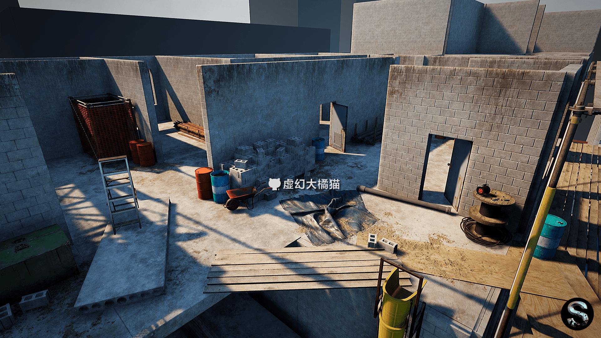 UE4UE5 建筑施工地场景模型 塔吊 预制板 脚手架 铁丝网 围墙 FPS - 图3