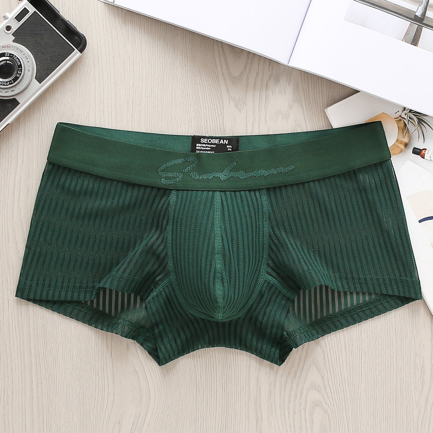 SEOBEAN男士内裤网纱透气舒适平角纯色短裤青年低腰性感透明情趣,淘宝优惠券,粉丝福利购,淘宝优惠卷