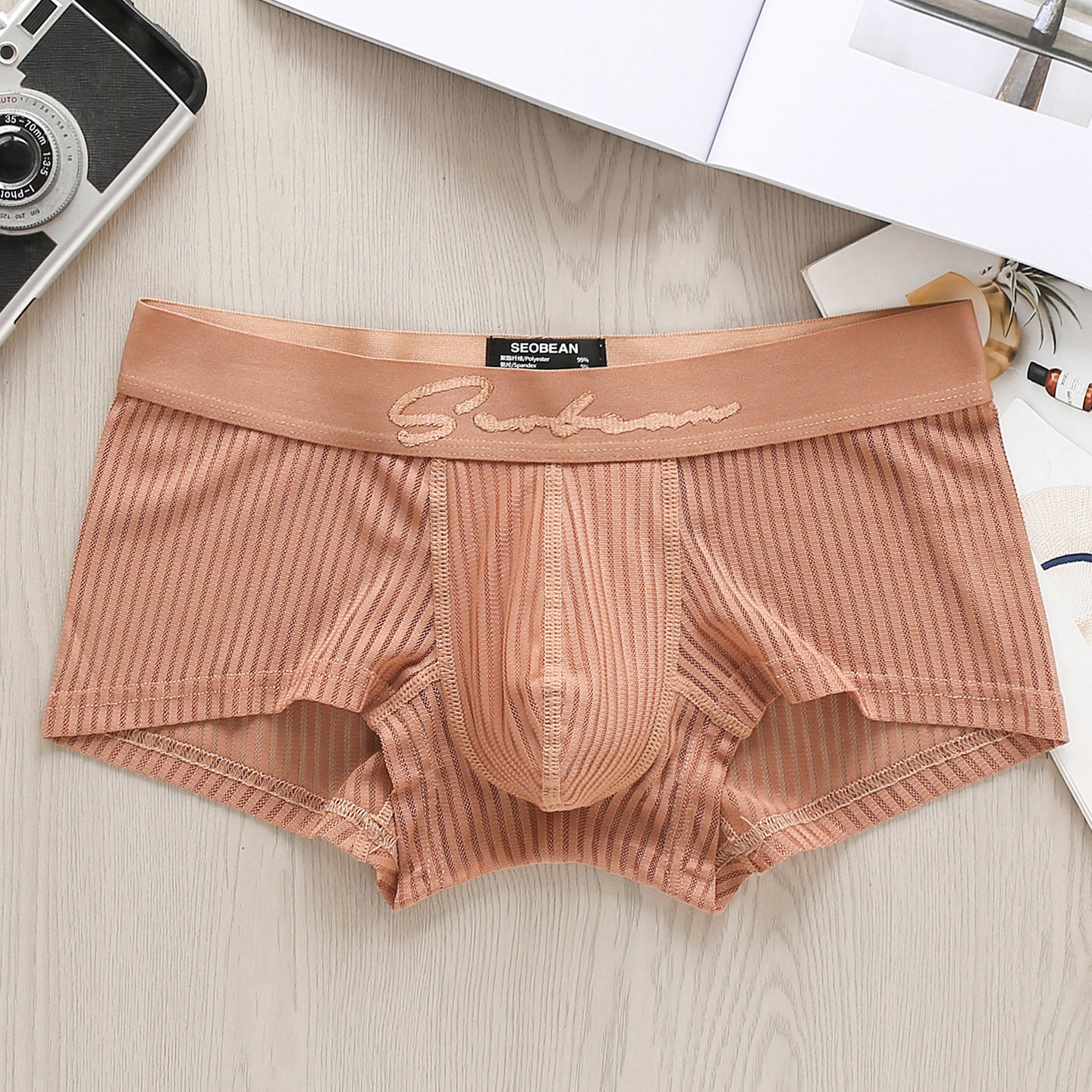 SEOBEAN男士内裤网纱透气舒适平角纯色短裤青年低腰性感透明情趣,淘宝优惠券,粉丝福利购,淘宝优惠卷