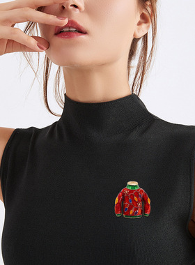 欧美圣诞衣服胸针女高级感高端合