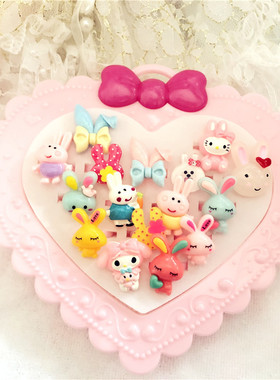 儿童戒指女童饰品动物小兔子公主