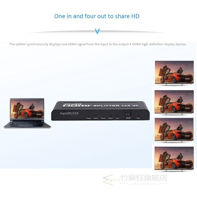 4Kx2K3D 1X4 HDMI Splitter By 1Port To4 HDMI Display Duplicat - 图2