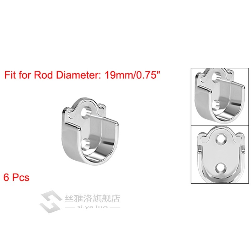 uxcell 2/4/6pcs Wardrobe Closet Rod Bracket Zinc Alloy Showe-图2