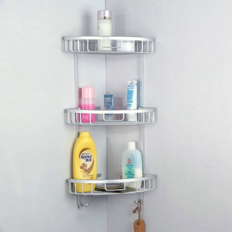 3 Layer Bathroom Punch Free  Aluminum Triangular Rack Storag - 图0