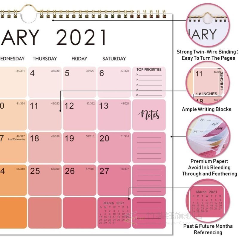 直销2021 Calendar Wall Sticker with Hanging Loop To-Do List - 图1