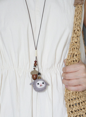 woou原创手作可爱小动物小羊自然系日系羊毛毡项链毛衣链闺蜜礼物