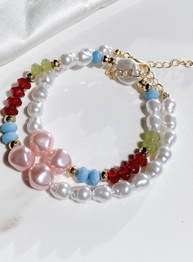 童趣色彩手工串珠新潮时髦锁骨链