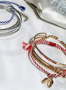 青岛非凡欧美外贸饰品 个性轻奢金色小众高级感少量精致手镯套装