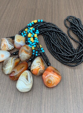 天然玛瑙吊坠毛衣链复古新中式25