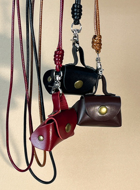 皮绳零钱耳机包包项链长款男女