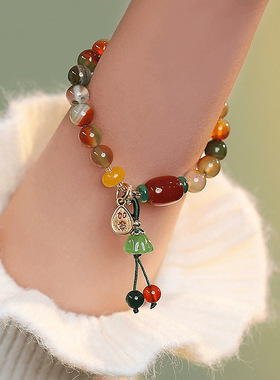 中式手链古风民族风彩色石头饰品