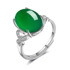 Temperament emerald green agate chalcedony 925 sterling silver retro personality fashion gemstone open index finger ring ring female