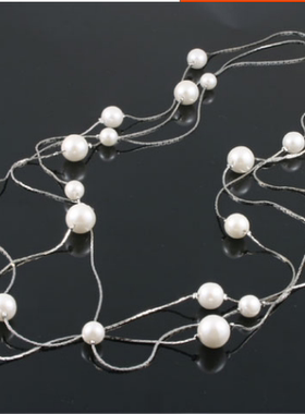 项链韩国个性气质白色多层长款