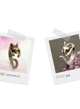 学生党时尚复古个性可爱小老鼠开口可调节女食指戒指环轻奢高级感