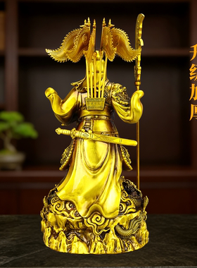 黄铜九龙关公财神玄关摆件办公室