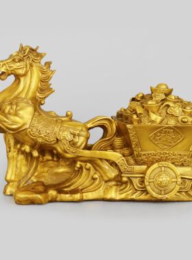 铜祈福中式客厅办公室马拉车摆件