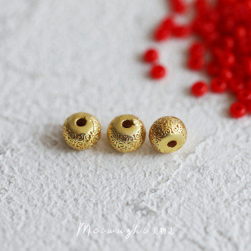 「 铜胚镀色 」古法沙金配件diy饰品国潮手串挂坠手链搭配小挂件 - 图2