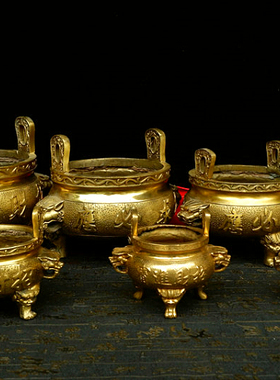 纯铜香炉中式家居佛堂上香摆件