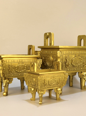 纯铜招财四方纳财象鼻鼎中式摆件