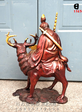 包邮纯铜姜太公像坐骑四不像拿打神鞭杏黄旗封神榜姜尚姜子牙神像