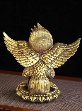 纯铜金翅大鹏鸟护法藏传佛堂摆件